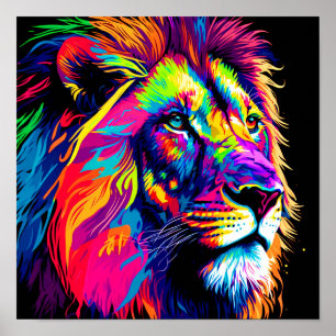 Póster Artistic Painting Of A Lion Portrait