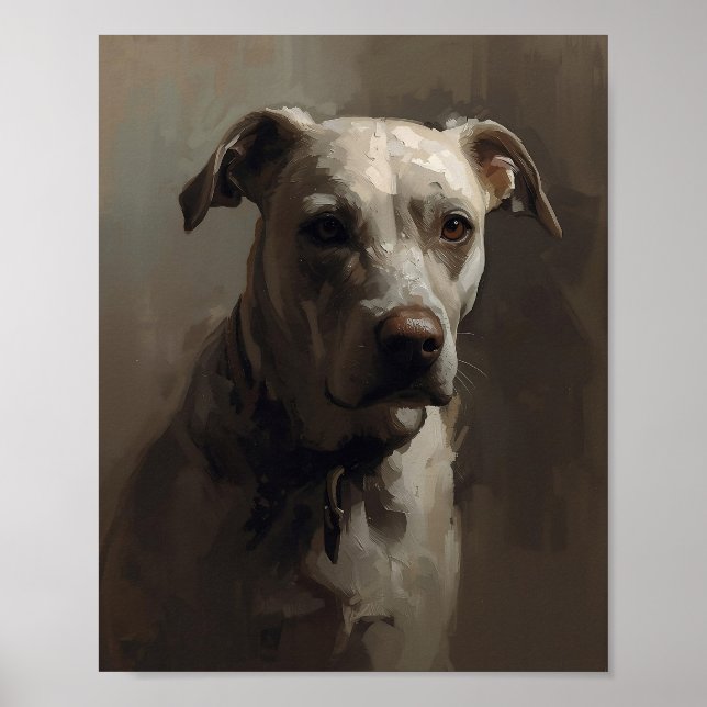 Póster Artistic Pitbull Dog - Abstract Expressionist Styl (Frente)