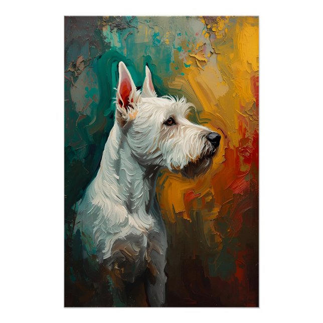 Póster Artistic Terrier Dog Portrait Vibrant Oil Painting (Anverso)