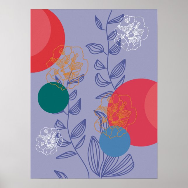 Póster artístico abstracto floral moderno y trendy (Frente)