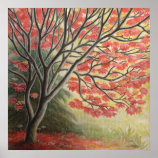 Poster artístico de impresión de árbol de arce de