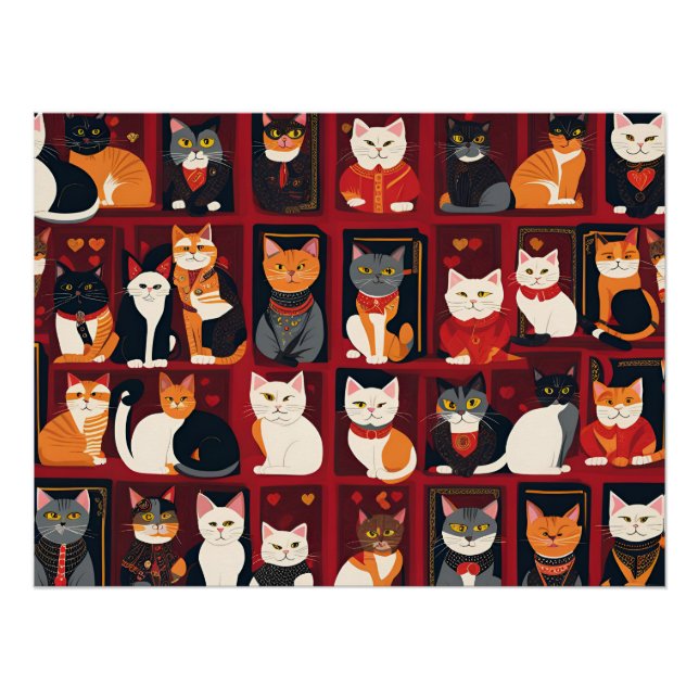 poster artístico de parchwork cats AI (Anverso)