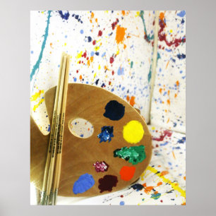 Póster Artists Paint Splatter And Palette of Paint