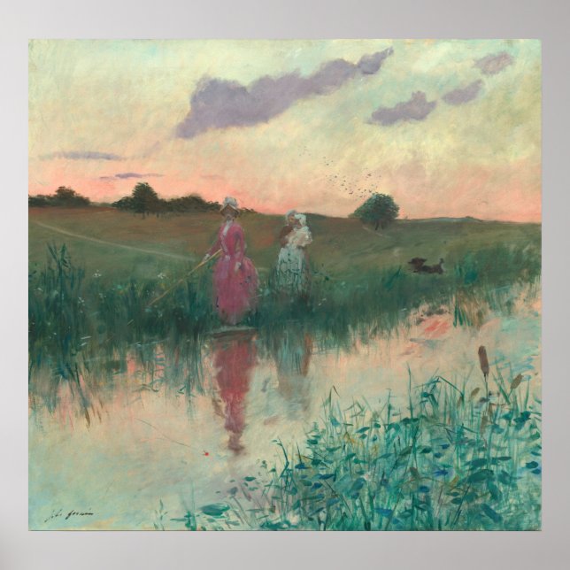 Póster Artist's Wife Fishing - Jean-Louis Forain Fine Art (Frente)