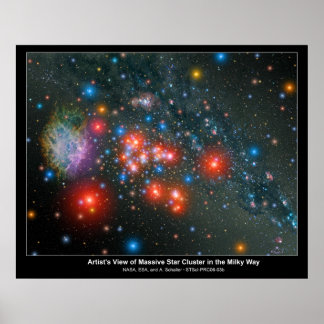 Póster ArtistsViewOfMassiveStarClusterInT