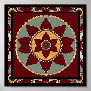 Póster Arts and Crafts Flower Mandala-print