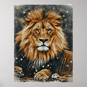 Póster *~* Artsy AP23 Artistic Celestial BOLD LION Postc