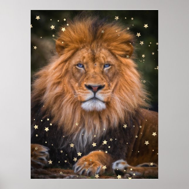 Póster *~* Artsy AP23 LION artística celeste SOFT Brown (Frente)