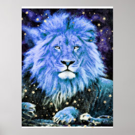 Póster *~* Artsy AP23 LION azul celeste artístico