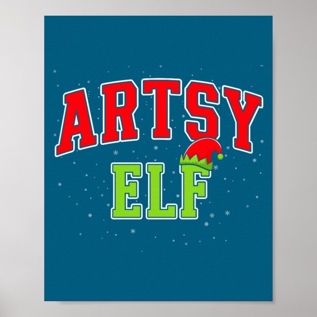 Póster Artsy Elf Christmas Family Matching Group Xmas Act (Frente)