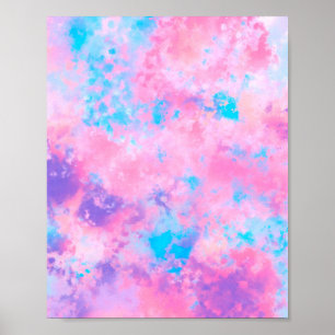 Póster Artsy Girly Paint Blue Abstract Paint Splatt Art