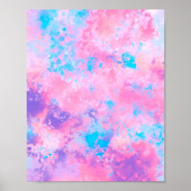 Póster Artsy Girly Paint Blue Abstract Paint Splatt Art (Frente)