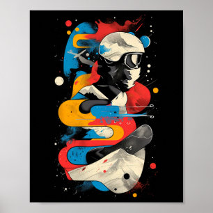 Póster Artsy Snowboarder Sobre Hombres Abstratos Snowboar