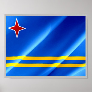 Póster Aruba - Bandera ondeando -