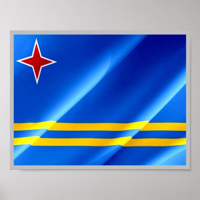 Póster Aruba - Bandera ondeando - (Frente)