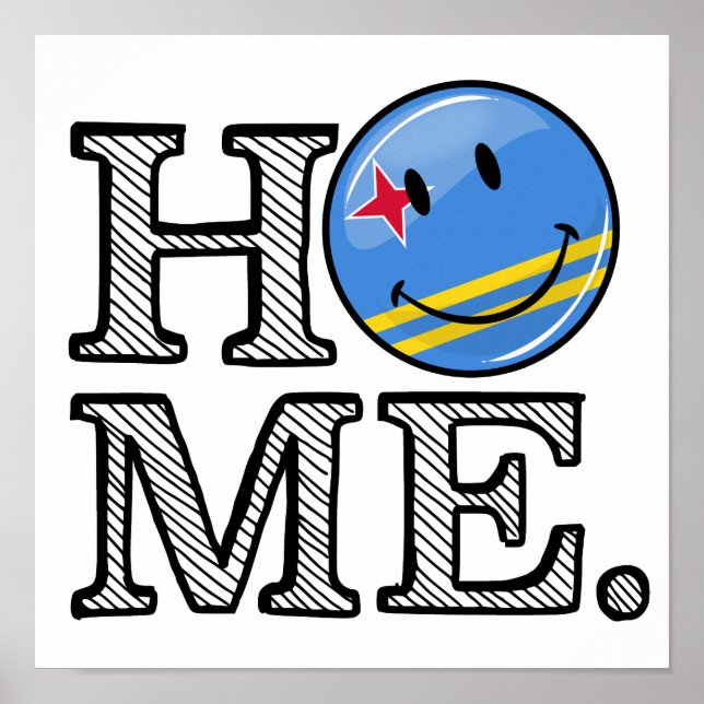 Póster Aruba Bandera Sonriente Casa Warmer (Frente)
