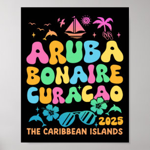 Póster Aruba Bonaire Curacao 2025 Island Caribbean Trave
