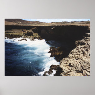Póster Aruba Océano Chocando Contra Las Rocas