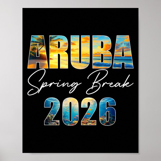 Póster Aruba Spring Break 2026 Summer Vacation Beach  (Frente)