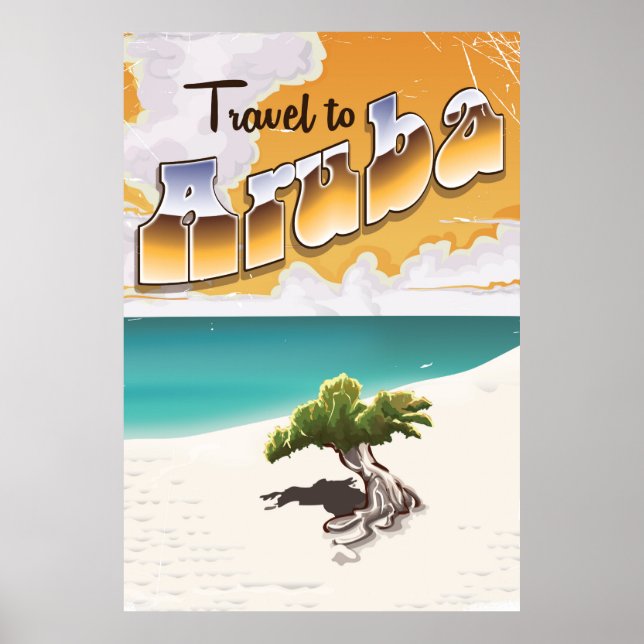 Póster Aruba Viaje de playa Vintage (Frente)