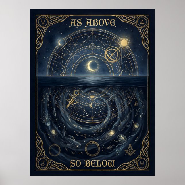 Póster  As Above So Below Hermetic Alchemy Celestial  (Frente)