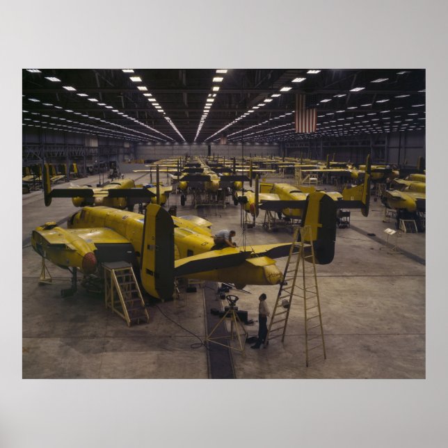 Póster Asamblea del bombardero B-25 (Frente)