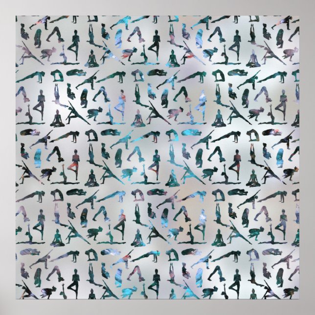 Póster Asanas de yoga / Patrón de Poses Labradorita en pe (Frente)