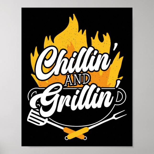 Póster Asando Y Asando Bbq Grillmaster Parrillada  (Frente)