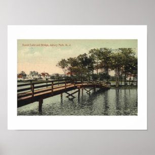 Póster Asbury Park NJ Sunset Lake Bridge 1914 Inspirado