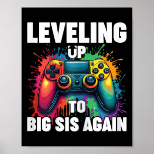 Póster Ascendido a Hermana Mayor Gamer Subiendo de Nivel 
