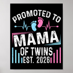Póster Ascendido a Mamá de Gemelos Est 2026 Baby Shower V