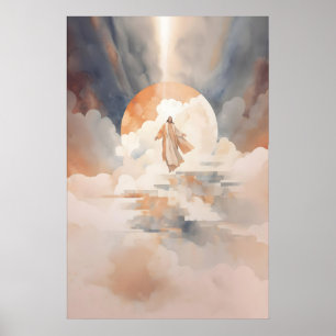 Póster Ascensión de Jesús al Cielo Escena Bíblica en Acua