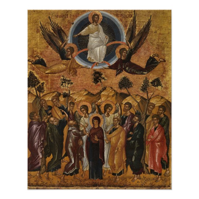 Póster Ascensión de Jesús Icono Cristiano Ortodoxo (Anverso)