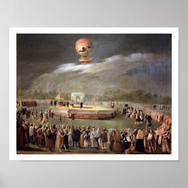 Póster Ascensión en globo en los jardines de Aranjuez, c. (Frente)