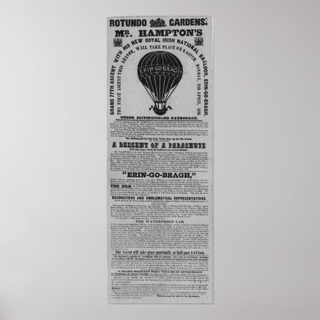 Póster Ascenso de Rotunda Baloon, Antigua Dublín Irlanda (Frente)