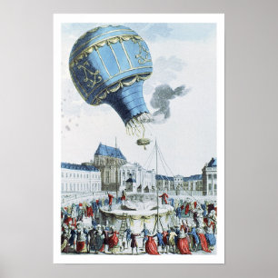 Póster Ascenso del globo aerostático de los hermanos Mont