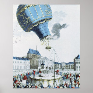 Póster Ascenso del globo aerostático de los hermanos Mont