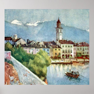 Póster Ascona en el lago Maggiore, Suiza 1918. Anon. L