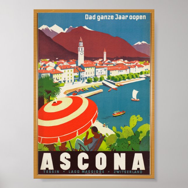 Póster Ascona Vintage Travel Poster (Frente)