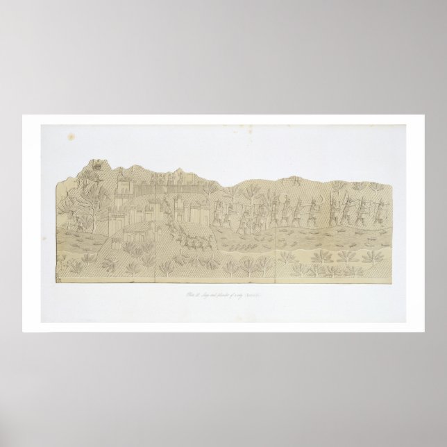 Póster Asedio y saqueo de una ciudad, Koujunjik, plato 40 (Frente)