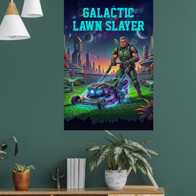 Póster Asesino de Césped Galáctico Retro Cómic Astronauta (Salón 1)