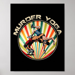 Póster Asesino luchador Yoga Vintage Retro Atardecer Dive
