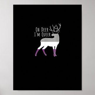 Póster Asexual Flag Oh Deer Queer Pride Funny LGBT Design
