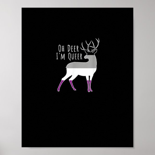 Póster Asexual Flag Oh Deer Queer Pride Funny LGBT Design (Frente)