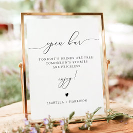 Póster ASHER Elegant Calligraphy Open Bar Bebe Poster