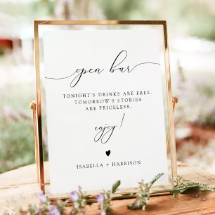 Póster ASHER Elegant Calligraphy Open Bar Bebe Poster