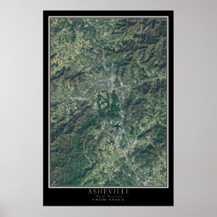 Póster Asheville, Carolina del Norte, del mapa de satélit