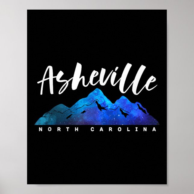 Póster Asheville North Carolina Camping Hiking Skiing Fam (Frente)