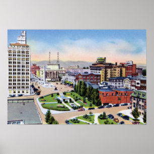 Póster Asheville North Carolina City Plaza