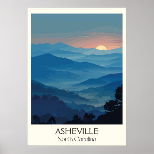 Póster Asheville North Carolina Vintage Blue Ridge Art